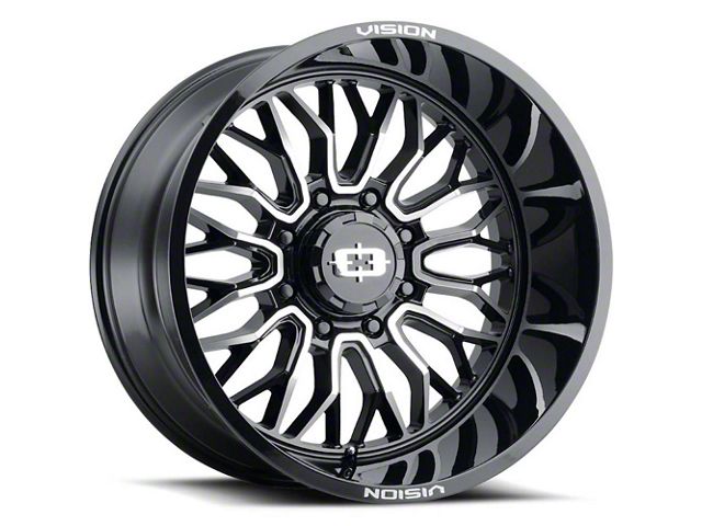 Vision Off-Road Riot Gloss Black Machined 8-Lug Wheel; 22x12; -51mm Offset (17-22 F-350 Super Duty SRW)