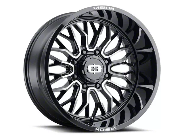 Vision Off-Road Riot Gloss Black Machined 8-Lug Wheel; 22x12; -51mm Offset (11-16 F-250 Super Duty)