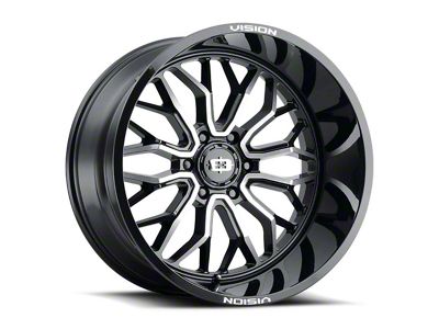 Vision Off-Road Riot Gloss Black Machined 8-Lug Wheel; 20x9; 12mm Offset (15-19 Sierra 3500 HD SRW)