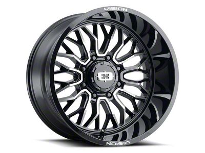 Vision Off-Road Riot Gloss Black Machined 8-Lug Wheel; 22x12; -51mm Offset (11-14 Sierra 3500 HD SRW)