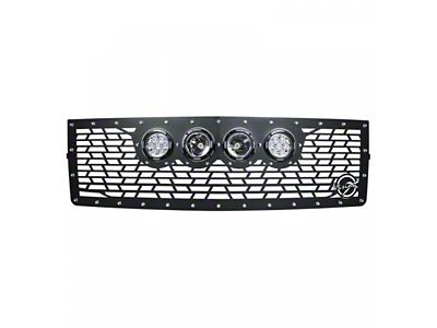 Vision X Upper Replacement Grille with 4.50-Inch CG2 Cannon LED Lights; Satin Black (13-14 F-150, Excluding Raptor)