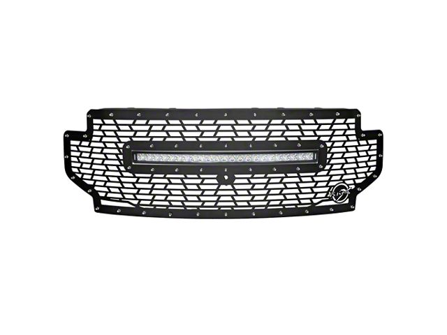 Vision X Upper Replacement Grille with 30-Inch XPL Halo LED Light Bar; Satin Black (20-22 F-250 Super Duty)