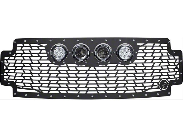 Vision X Upper Replacement Grille with 4.50-Inch CG2 Cannon LED Lights; Satin Black (17-19 F-250 Super Duty)