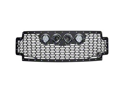 Vision X Upper Replacement Grille with 4.50-Inch CG2 Cannon LED Lights; Satin Black (17-19 F-250 Super Duty)