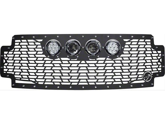 Vision X Upper Replacement Grille with 4.50-Inch CG2 Cannon LED Lights; Satin Black (17-19 F-350 Super Duty)