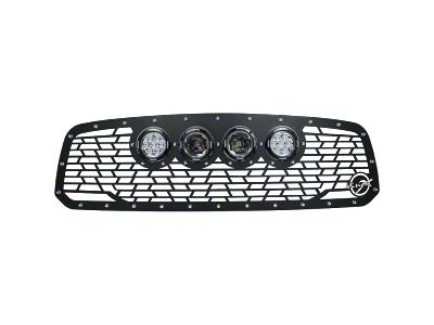 Vision X Upper Replacement Grille with 4.50-Inch CG2 Cannon LED Lights; Satin Black (13-18 RAM 2500)