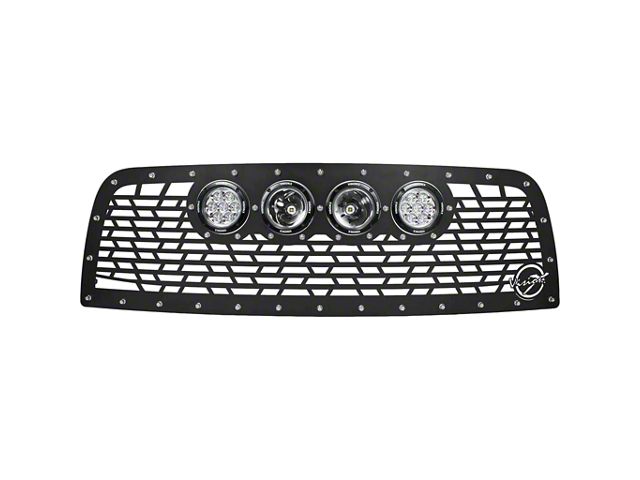 Vision X Upper Replacement Grille with 4.50-Inch CG2 Cannon LED Lights; Satin Black (13-18 RAM 2500)