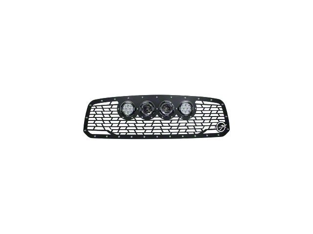 Vision X Upper Replacement Grille with 4.50-Inch CG2 Cannon LED Lights; Satin Black (13-18 RAM 3500)
