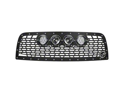 Vision X Upper Replacement Grille with 4.50-Inch CG2 Cannon LED Lights; Satin Black (13-18 RAM 3500)