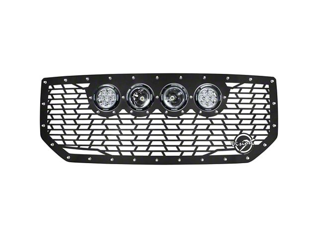 Vision X Upper Replacement Grille with 4.50-Inch CG2 Cannon LED Lights; Satin Black (16-18 Sierra 1500)