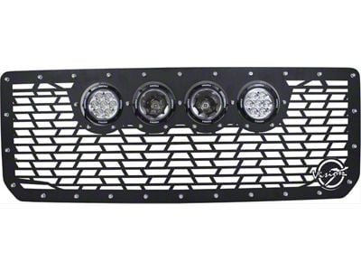 Vision X Upper Replacement Grille with 4.50-Inch CG2 Cannon LED Lights; Satin Black (15-19 Sierra 2500 HD)