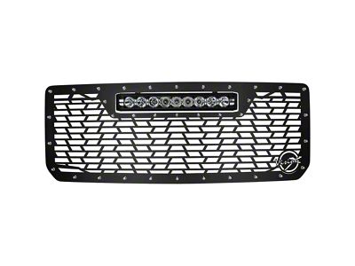 Vision X Upper Replacement Grille with XPR-9M Light Bar; Satin Black (15-19 Sierra 2500 HD)