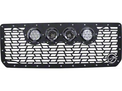 Vision X Upper Replacement Grille with 4.50-Inch CG2 Cannon LED Lights; Satin Black (15-19 Sierra 3500 HD)