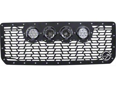Vision X Upper Replacement Grille with 4.50-Inch CG2 Cannon LED Lights; Satin Black (15-19 Sierra 3500 HD)