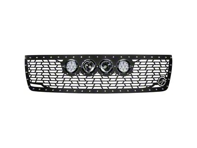 Vision X Upper Replacement Grille with 4.50-Inch CG2 Cannon LED Lights; Satin Black (11-14 Silverado 2500 HD)