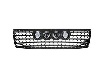 Vision X Upper Replacement Grille with 4.50-Inch CG2 Cannon LED Lights; Satin Black (11-14 Silverado 3500 HD)