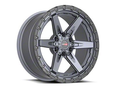 Vortek Off-Road VRT-602 Matte Titanium with Black Bead Ring 6-Lug Wheel; 18x9; -12mm Offset (14-18 Sierra 1500)