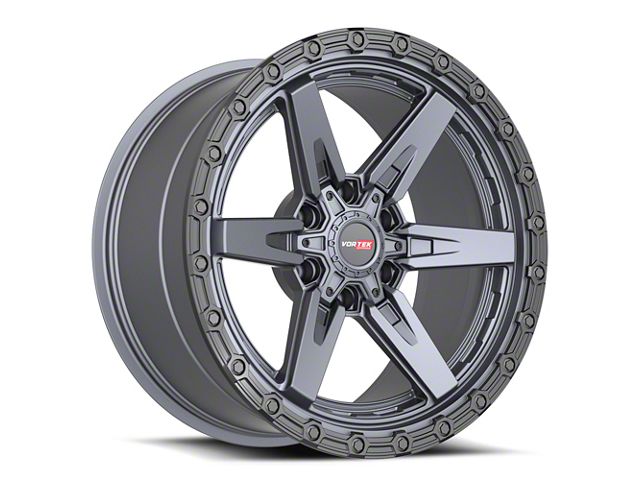 Vortek Off-Road VRT-602 Matte Titanium with Black Bead Ring 6-Lug Wheel; 20x10; -24mm Offset (15-20 Tahoe)