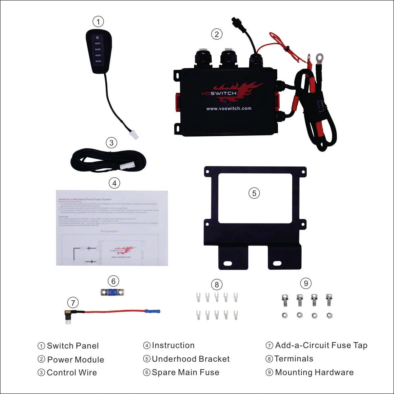 Voswitch RAM 2500 R400 Grab Handle AUX Switch Panel; Black R400-BK