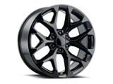Snowflake Style Gloss Black 6-Lug Wheel; 20x9; 27mm Offset (07-14 Yukon)