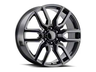 Denali Style Gloss Black 6-Lug Wheel; 20x9; 27mm Offset (14-18 Sierra 1500)