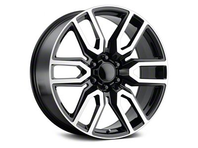 DNNZH Style Gloss Black Machined 6-Lug Wheel; 22x9; 31mm Offset (14-18 Sierra 1500)