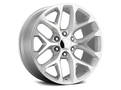 Snowflake Style Silver Machined 6-Lug Wheel; 22x9; 24mm Offset (14-18 Silverado 1500)