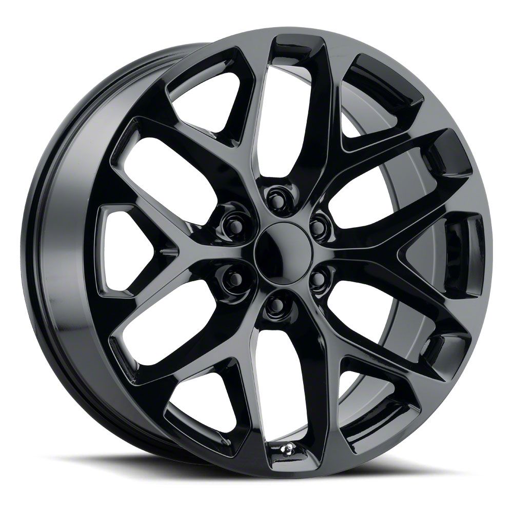 Sierra 1500 Snowflake Style Gloss Black 6-Lug Wheel; 20x9; 27mm Offset ...