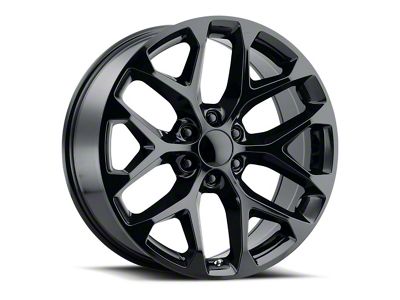 Snowflake Style Gloss Black 6-Lug Wheel; 20x9; 27mm Offset (99-06 Silverado 1500)