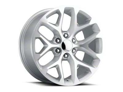 Snowflake Style Silver Machined Face 6-Lug Wheel; 20x9; 27mm Offset (99-06 Silverado 1500)