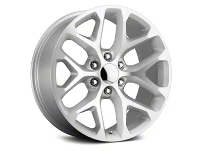 Snowflake Style Silver Machined 6-Lug Wheel; 22x9; 24mm Offset (99-06 Silverado 1500)