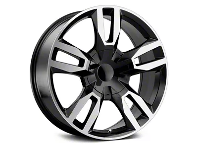 RST Style Gloss Black Machined 6-Lug Wheel; 22x9; 24mm Offset (19-25 Sierra 1500)