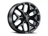 Snowflake Style Gloss Black 6-Lug Wheel; 20x9; 27mm Offset (19-25 Silverado 1500)
