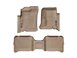 Weathertech DigitalFit Front and Rear Floor Liners; Tan (05-11 Dakota Quad Cab, Crew Cab)