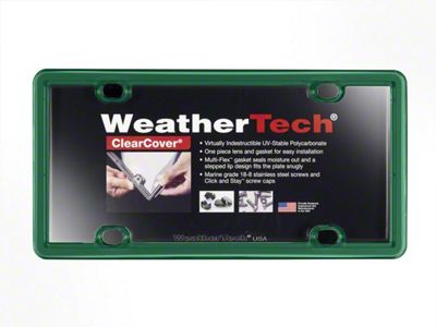 Weathertech ClearCover License Plate Frame; Green (Universal; Some Adaptation May Be Required)