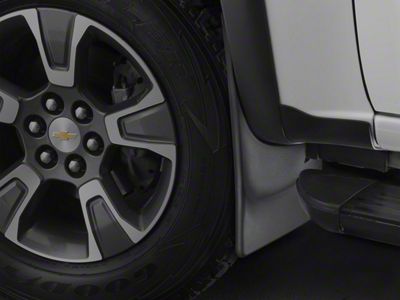 Weathertech No-Drill Mud Flaps; Front; Black (15-22 Colorado w/ Factory Fender Flares, Excluding ZR2)