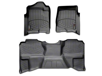 Weathertech DigitalFit Front and Rear Floor Liners; Black (07-13 Sierra 1500 Extended Cab, Crew Cab, Excluding Hybrid)