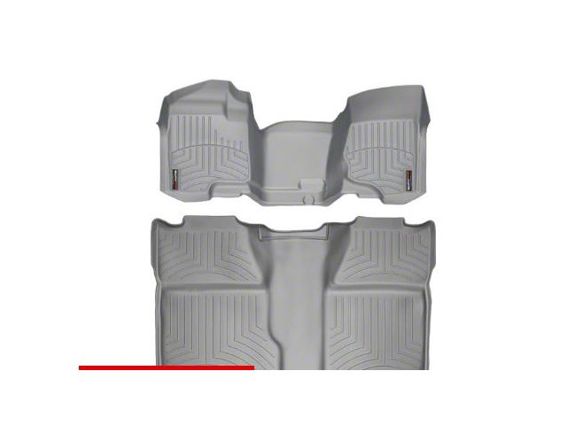 Weathertech DigitalFit Front Over the Hump and Rear Floor Liners; Gray (07-13 Sierra 1500 Crew Cab)
