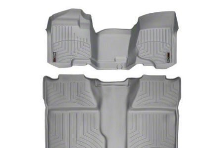 Weathertech DigitalFit Front Over the Hump and Rear Floor Liners; Gray (07-13 Silverado 1500 Crew Cab)