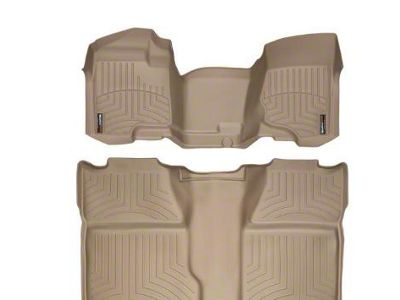 Weathertech DigitalFit Front Over the Hump and Rear Floor Liners; Tan (07-13 Sierra 1500 Crew Cab)