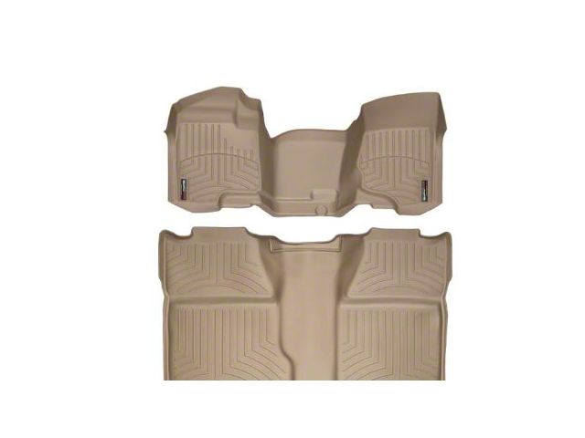 Weathertech DigitalFit Front Over the Hump and Rear Floor Liners; Tan (07-13 Sierra 1500 Crew Cab)