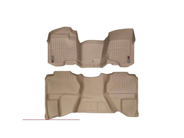 Weathertech DigitalFit Front Over the Hump and Rear Floor Liners; Tan (07-13 Sierra 1500 Extended Cab)