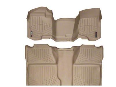 Weathertech DigitalFit Front Over the Hump and Rear Floor Liners; Tan (07-13 Silverado 1500 Extended Cab)