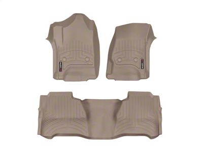 Weathertech DigitalFit Front and Rear Floor Liners; Tan (14-18 Sierra 1500 Crew Cab)