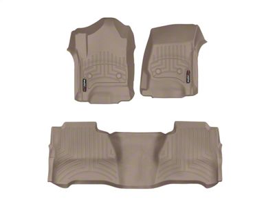Weathertech DigitalFit Front and Rear Floor Liners; Tan (14-18 Sierra 1500 Crew Cab w/ Floor Mounted Shifter)