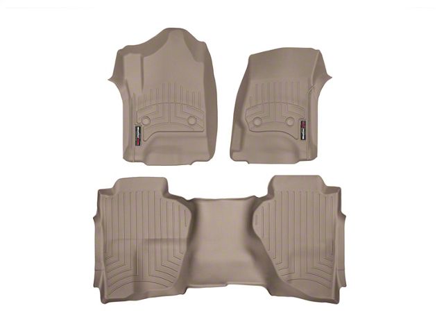 Weathertech DigitalFit Front and Rear Floor Liners; Tan (14-18 Sierra 1500 Double Cab w/o Floor Mounted Shifter)