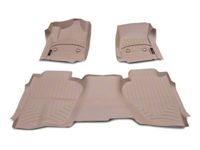 Weathertech DigitalFit Front and Rear Floor Liners; Tan (14-18 Silverado 1500 Double Cab w/o Floor Mounted Shifter)