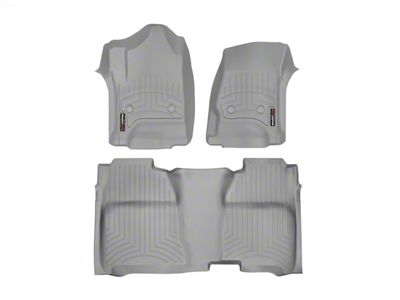 Weathertech DigitalFit Front and Rear Floor Liners with Underseat Coverage; Gray (14-18 Silverado 1500 Crew Cab)