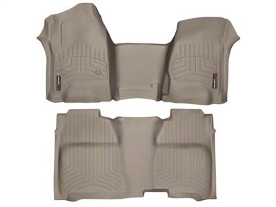 Weathertech DigitalFit Front Over the Hump and Rear Floor Liners with Underseat Coverage; Tan (14-18 Silverado 1500 Crew Cab)