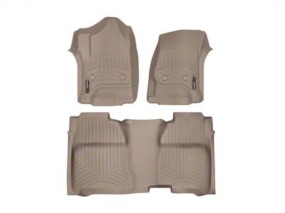 Weathertech DigitalFit Front and Rear Floor Liners with Underseat Coverage; Tan (14-18 Sierra 1500 Crew Cab)